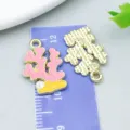 Ciondoli in smalto corallo rosa e giallo per la creazione di gioielli e accessori fai da te - Corallo (27434) / 1 Pezzo (20*14mm) / Rosa