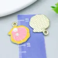 Ciondoli a conchiglia in lega di smalto colorato per gioielli fai da te con righello - Conchiglia di Perla (27435) / 1 Pezzo (18*16mm) / Rosa