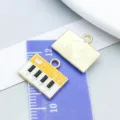 Klaviertastatur und goldene rechteckige Musikanhänger für DIY-Schmuck - Klaviertastatur (19464) / 1 Stück (13x15mm) / Gelb