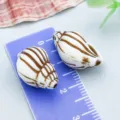 Pendentifs en forme de coquille en acrylique rayé marron et blanc pour bijoux DIY - Conque à Trou Droit (27361) / 1 Pièce (20x13mm) / Brun et Blanc