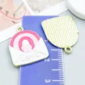 Pink enamel heart envelope charm pendant with LOVE text for DIY jewelry and crafts - love Heart Envelope (27212)