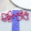 Pink alloy bow-shaped keychain lobster clasp with measurement ruler for DIY jewelry - Rose Red