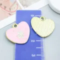 Pink enamel heart charm with flower and GET ME text for DIY jewelry making accessories - "GET ME" Heart and Flower (27215)