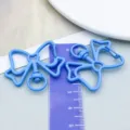 Light blue bow-shaped alloy keychain hook for DIY jewelry crafts and accessories - Blue