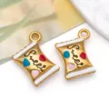 Gold-plated stainless steel candy bag charm with 'Sweet' text and colorful drip heart oil - Double-sided 3D Candy Pendant (T1676)