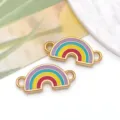 Stainless steel colorful enamel rainbow charm connector for DIY jewelry making projects - Double Hole Rainbow Connector (T1677)