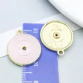 Rosa schallplattenförmiger Legierungsanhänger für DIY Schmuckherstellung und Bastelbedarf - Runde Schallplatte (27230) / 1 Stück/Packung (22x19mm) / Rosa