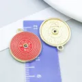 Roter Emaille Musik-Anhänger aus Legierung für DIY Schmuckherstellung Zubehör - Runde Schallplatte (27231) / 1 Stück/Packung (22x19mm) / Rot