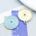 Hellblauer Emaille-Musik-Schallplatten-Anhänger für DIY-Schmuckherstellung Zubehör - Runde Schallplatte (27232) / 1 Stück/Packung (22x19mm) / Seeblau