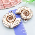 Pendentifs en acrylique en forme de nautile brun et blanc pour création de bijoux - Escargot à Spirale Océan (27400) / 1 Pièce (34x34mm) / Brun et Blanc