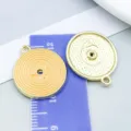 Orangefarbener Emaille-Legierungsanhänger mit Rock No.1 Design für DIY Musikschmuck - Runde Schallplatte (27234) / 1 Stück/Packung (22x19mm) / Gelb