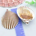 Breloques en acrylique à rayures marron et blanc pour la création de bijoux DIY - Coquillage Océan (27402) / 1 Pièce (50x43mm) / Brun et Blanc