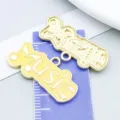 Gelber Emaille-MUSIC-Anhänger mit Kopfhörersymbol für DIY-Schmuckherstellung auf Lineal - MUSIC Buchstabenplatte (27239) / 1 Stück (14*28mm) / Gelb