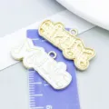 Weißer Emaille Musiknoten und Kopfhörer Anhänger für DIY Schmuckherstellung Zubehör - MUSIC Buchstabenplatte (27240) / 1 Stück (14*28mm) / Weiß