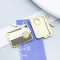 Retro-Radio-Emaille-Legierungs-Anhänger für DIY-Schmuckherstellung mit Messskala - Musik Radio (27250) / 1 Stück Packung (19x20mm) / Weiß
