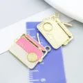 Retro-Radio-Anhänger aus rosa Emaille und Goldlegierung für DIY-Schmuckherstellung - Musik Radio (27253) / 1 Stück Packung (19x20mm) / Rosenrosa