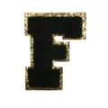 Black and gold chenille letter F embroidered patch DIY clothing jacket bag decorative applique - Letter F