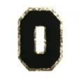 Black and gold sequin embroidered patch number zero letter O DIY clothing accessories detail. - Letter O