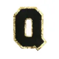 Black and gold glitter letter Q chenille patch for DIY clothing, jackets and bags decoration. - Letter Q