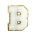 White Chenille Letter B Patch Gold Glitter Border DIY Clothing Accessories Applique - Letter B
