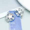 Ciondolo a forma di stella marina argentata con resina rosa scintillante e strass fini - Bianco K Stella Marina Iridescente (28170) / 1 Pezzo/Confezione (19x16mm) / Rosa