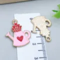 Pink heart watering can enamel alloy charm pendant for DIY jewelry making and crafts - Heart Watering Can (25169) / 1 Piece (21x18x1mm) / Red