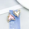 Colgante de cola de sirena en oro KC con cristal rosa y strass para creación de joyas DIY - Cola de Pez con Strass Irisado (28115) / 1 Pieza (17*14mm) / Oro KC/Rosa Fuerte