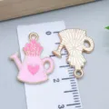 Pink enamel heart watering can alloy charm for DIY jewelry making accessories - Heart Watering Can (25172) / 1 Piece (21x18x1mm) / Pink