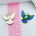 Pendentif colibri en émail coloré pour la fabrication de colliers et bracelets DIY - Colibri aux Ailes Déployées (27616) / 1 Pièce (19*21mm) / Bleu