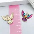 Pendentif colibri en émail coloré pour la fabrication de bijoux DIY, colliers et bracelets - Colibri Imprimé (27617)