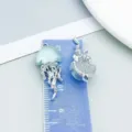 Colgante de medusa en aleación de plata con cristal de color para accesorios de joyería DIY - Medusa (28159) / 1 Pieza/Paquete (27*12mm) / Verde
