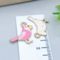 Cute enamel pink bird variant charm for DIY jewelry making and bracelet crafts - Carrier Pigeon (25175) / 1 Piece Pack (16x18x1mm) / Pink
