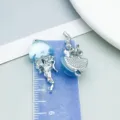 Colgantes de medusa en vidrio azul y aleación de plata para creación de joyas - Medusa (28160) / 1 Pieza/Paquete (27*12mm) / Azul