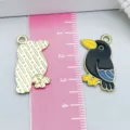 Pendentif en émail en forme de corbeau coloré en alliage pour création de bijoux - Corbeau (27948)
