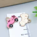 Pink enamel car charm with heart design for Valentine's Day DIY jewelry and crafts - Heart Car Truck (25178) / 1 Piece Pack (12x16x1mm) / Pink
