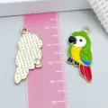 Pendentif perroquet en émail coloré pour bijoux DIY avec vues de face et de dos - Perroquet (27950)