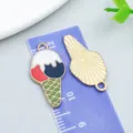 Colorful enamel alloy cartoon ice cream pendant charms for unique DIY jewelry projects - Green Enamel Multicolor Ice Cream Cone (24677) / 1 Piece (24*13mm)