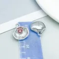 Colgante de concha plateada con cristal rosa para la creación de joyas y manualidades DIY - Concha (28175) / 1 Pieza (16*15mm) / Rosa