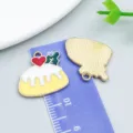 Cartoon pudding enamel charm for DIY jewelry making, yellow dessert pendant with heart - Yellow White Enamel Heart Cake (24678)