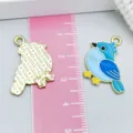 Pendentif en émail d'oiseau de dessin animé bleu pour colliers et bracelets DIY faits main - Geai Bleu (27952)