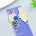 Colorful enamel ice cream cone alloy charms and pendants for DIY handmade jewelry accessories - Pink Enamel Ice Cream Cone (24684)