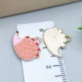 Cute colorful enamel hedgehog pendant charms with heart details for DIY jewelry making - Heart Hedgehog (25181) / 1 Piece (15x18x1mm) / Brown
