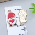 Enamel gnome charm with red hat and heart for DIY jewelry making, approx 2cm tall. - Heart Gnome (25182) / 1 Piece (20x11x1mm) / Red