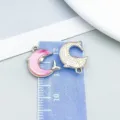 Par de colgantes de delfín de aleación de oro KC con vidrio rosa para creación de joyas - Delfín Irisado (28148) / 1 Pieza (15*13mm) / Oro KC / Rosa