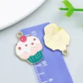 Colorful cartoon cupcake enamel pendant charm for DIY jewelry making accessories - White Brown Enamel Two-Tone Cupcake (24686)