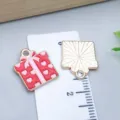 Red enamel heart gift box pendant charm for Valentine's Day jewelry DIY accessories - Heart Gift Box (25183) / 1 Piece (16x14x1mm) / Red
