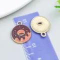 Enamel alloy donut pendant charm for DIY jewelry making with ruler size reference - Coffee Brown Enamel Donut (24687)
