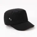 Black flat top cap, casual workwear outdoor sun protection cap stylish variant. - Adjustable / Black