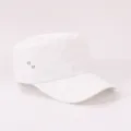 White flat top cap for outdoor hiking and casual wear. Breathable mesh design with eyelets. - Adjustable / White