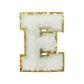 White Chenille Letter E Patch Gold Glitter Border DIY Clothing Bag Decorative Embroidery Badge - Letter E
